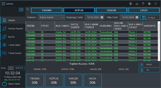 MarinWash Operatör Paneli